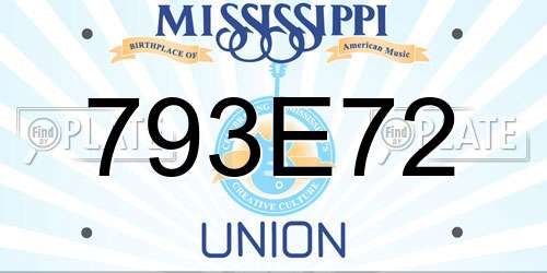 793E72 Mississippi License Plate