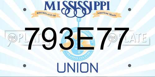 793E77 Mississippi License Plate