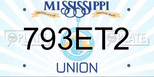 793ET2 Mississippi License Plate