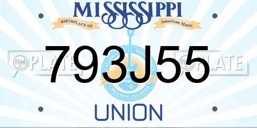 793J55 Mississippi License Plate