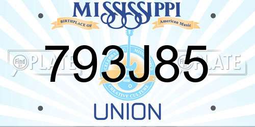 793J85 Mississippi License Plate
