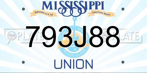 793J88 Mississippi License Plate
