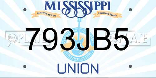 793JB5 Mississippi License Plate