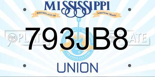 793JB8 Mississippi License Plate