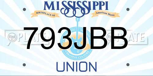 793JBB Mississippi License Plate