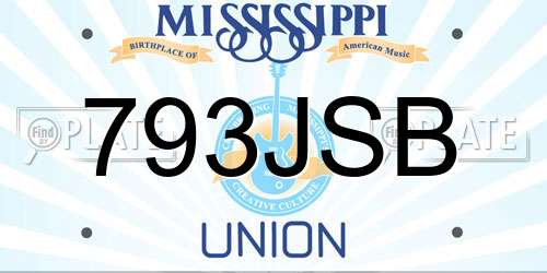 793JSB Mississippi License Plate