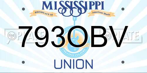 793OBV Mississippi License Plate