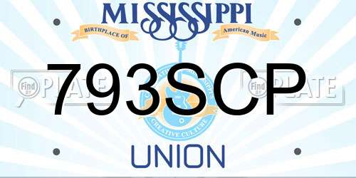 793SCP Mississippi License Plate
