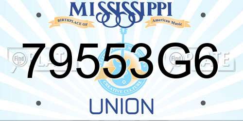 79553G6 Mississippi License Plate