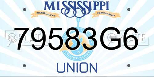 79583G6 Mississippi License Plate