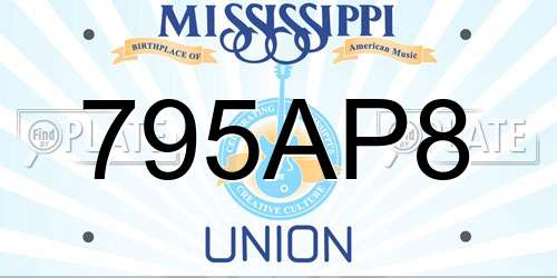 795AP8 Mississippi License Plate