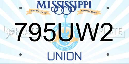 795UW2 Mississippi License Plate