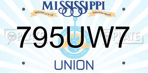 795UW7 Mississippi License Plate