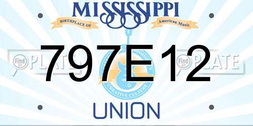 797E12 Mississippi License Plate