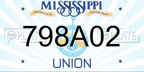 798A02 Mississippi License Plate