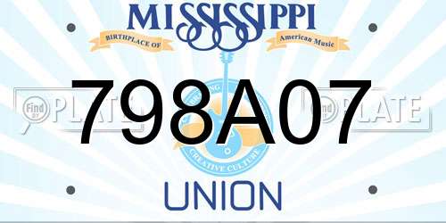 798A07 Mississippi License Plate