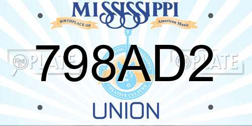 798AD2 Mississippi License Plate