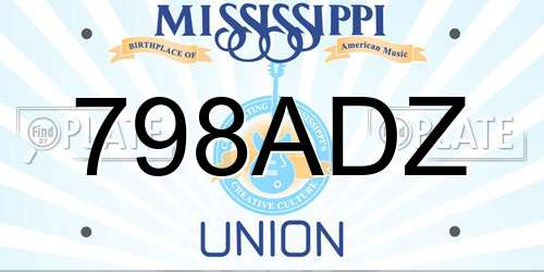 798ADZ Mississippi License Plate