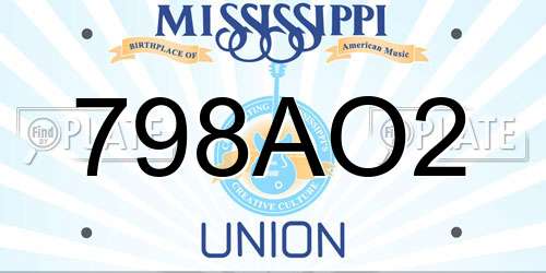 798AO2 Mississippi License Plate