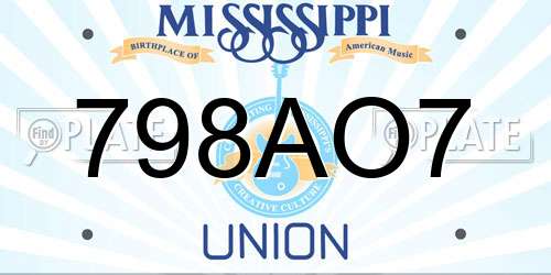 798AO7 Mississippi License Plate