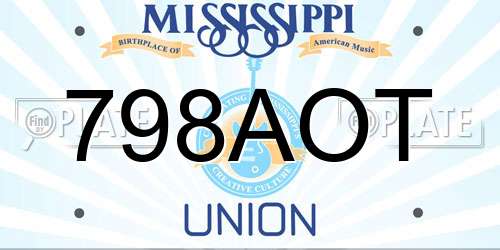 798AOT Mississippi License Plate