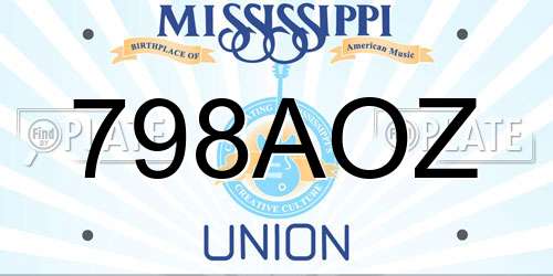 798AOZ Mississippi License Plate