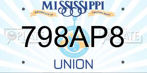 798AP8 Mississippi License Plate
