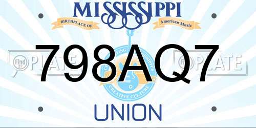 798AQ7 Mississippi License Plate