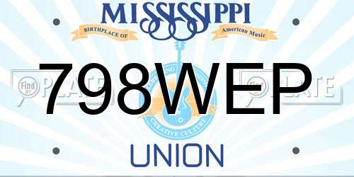 798WEP Mississippi License Plate