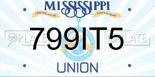 799IT5 Mississippi License Plate