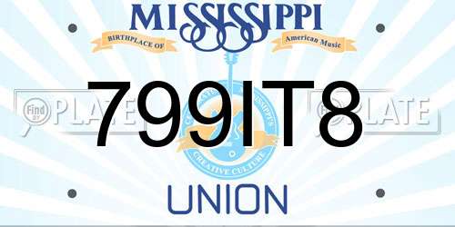 799IT8 Mississippi License Plate
