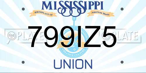 799IZ5 Mississippi License Plate