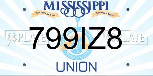 799IZ8 Mississippi License Plate