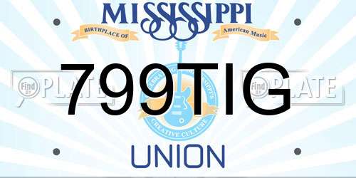 799TIG Mississippi License Plate