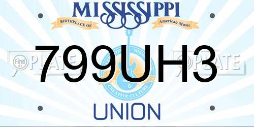 799UH3 Mississippi License Plate