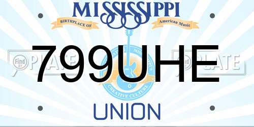 799UHE Mississippi License Plate