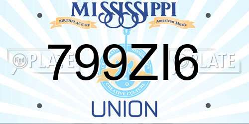 799ZI6 Mississippi License Plate