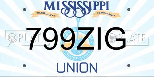 799ZIG Mississippi License Plate