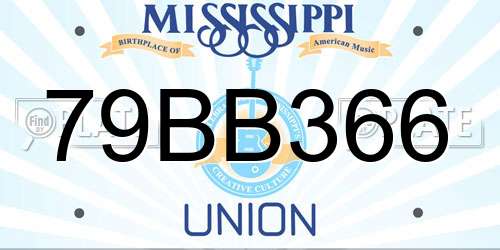 79BB366 Mississippi License Plate