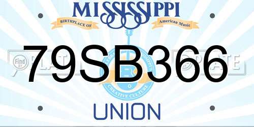 79SB366 Mississippi License Plate