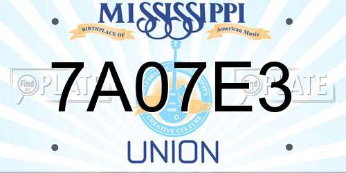 7A07E3 Mississippi License Plate