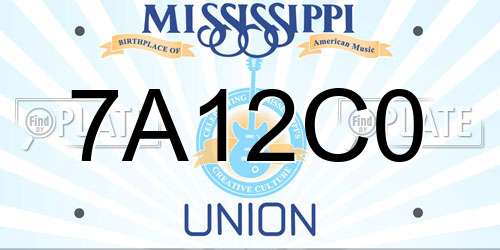 7A12C0 Mississippi License Plate