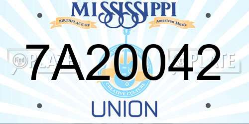 7A20042 Mississippi License Plate