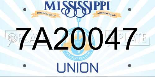 7A20047 Mississippi License Plate