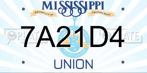 7A21D4 Mississippi License Plate