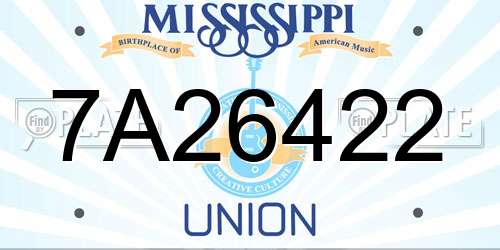 7A26422 Mississippi License Plate