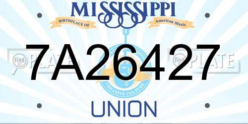 7A26427 Mississippi License Plate