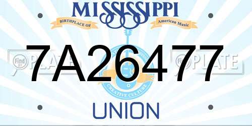 7A26477 Mississippi License Plate
