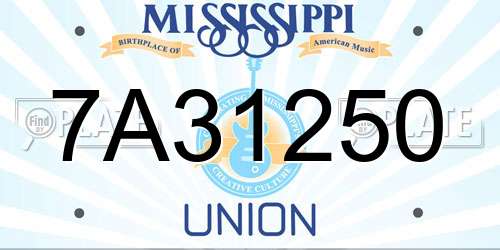 7A31250 Mississippi License Plate