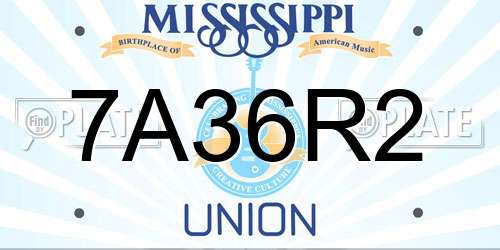 7A36R2 Mississippi License Plate